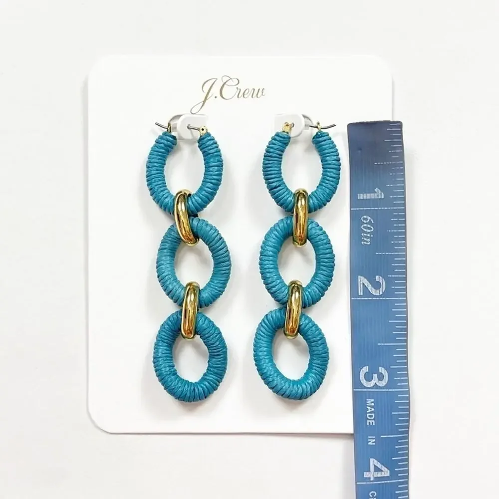 J. Crew Cotton Raffia-Wrapped Chain Earrings - Picture 3 of 5